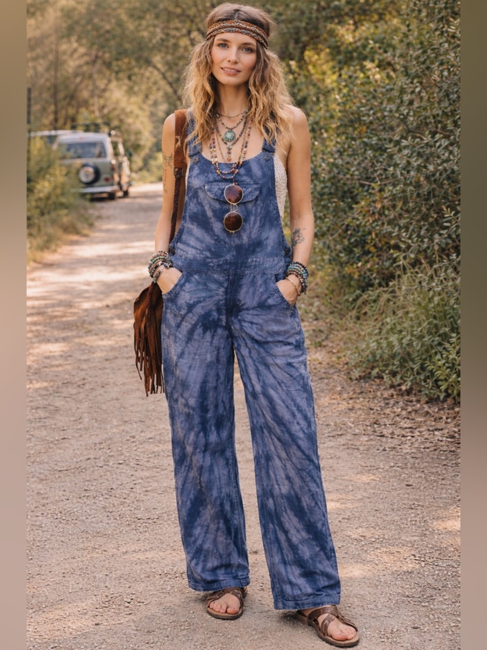 Earthbound Trading Cotton Overalls Tie Dye Pockets S Hippie Bohemian Indie Artsy